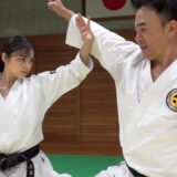 How Difficult! A Karate girl struggle with Okinawa Karate practice.