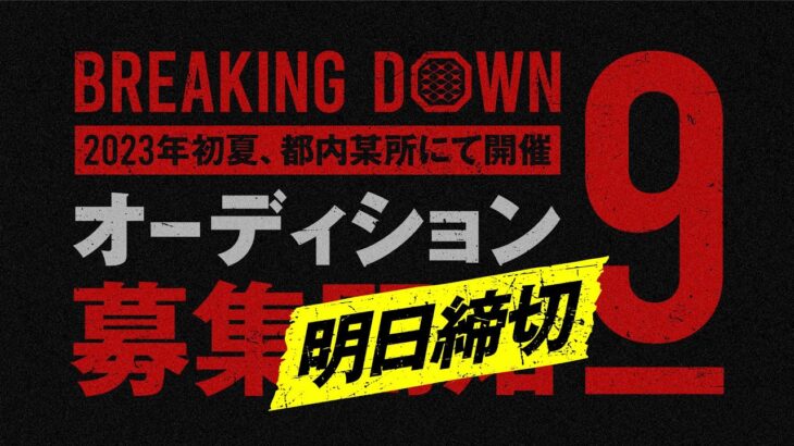 【BreakingDown9】オーディション応募は明日まで